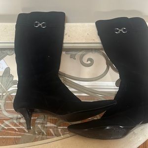Black Swede Knee Boots